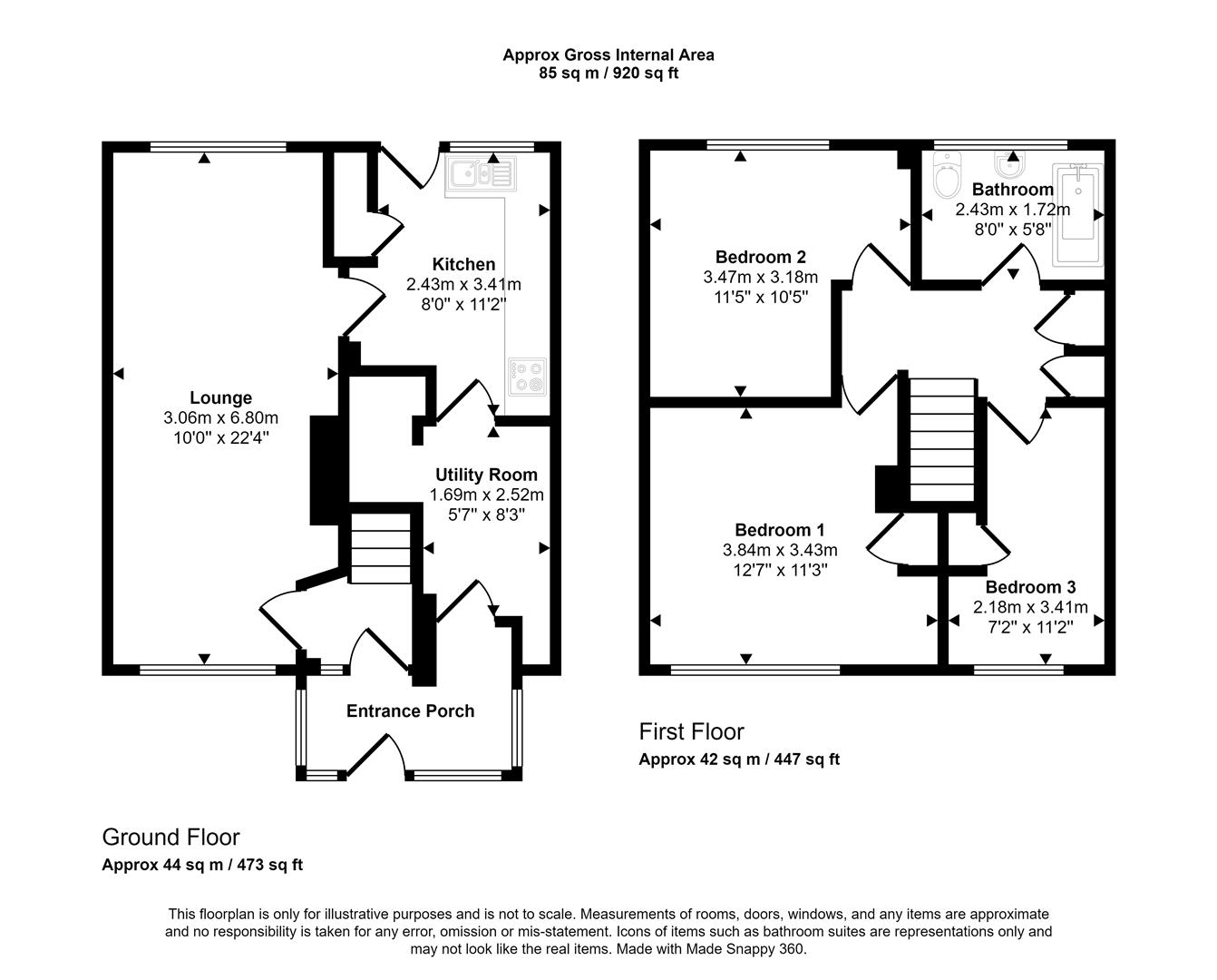 Floorplans For Holmhirst Way, Sheffield